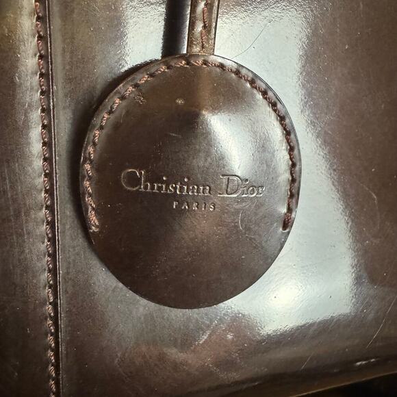 Dior Vintage Brown Burgundy Patent Leather Malice Bag SHW Authentic CoA - Picture 3 of 9